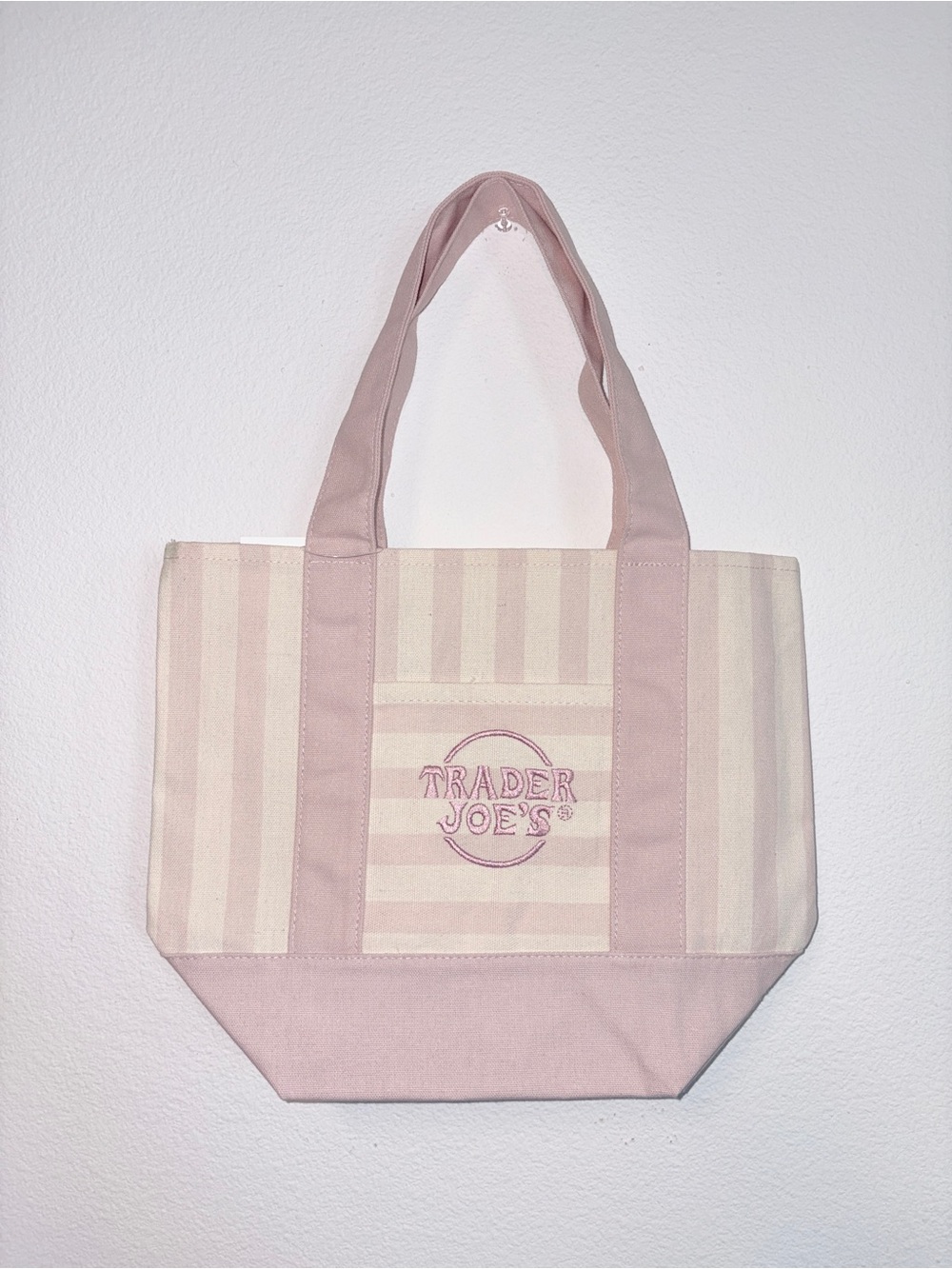 Trader Joe's Pink & Cream Striped Tote
